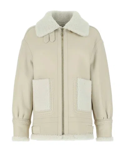 Fendi Oversized Aviator-style Jacket In Nude