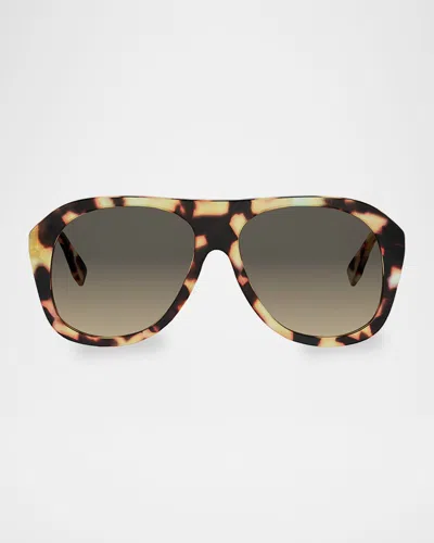 Fendi Oversized Baguette Acetate Aviator Sunglasses In Brown