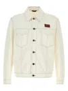 Fendi Denim Jacket With Adjustable Hem And Chest Pockets In Neutral