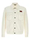 Fendi Denim Jacket With Adjustable Hem And Chest Pockets In Neutral