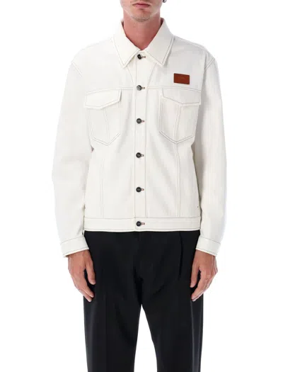 Fendi Oversized Denim Jacket In White