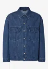 Fendi Logo-patch Denim Jacket In Blue