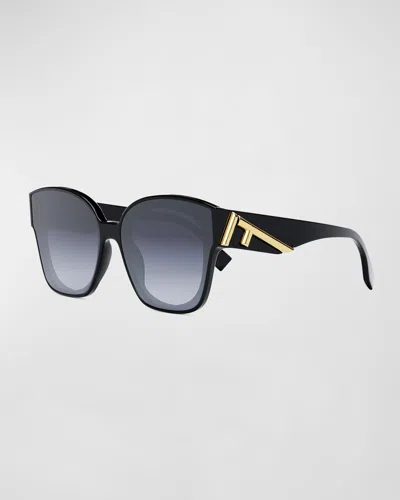 Fendi First Fe 40098i 01w Square Sunglasses In Blue