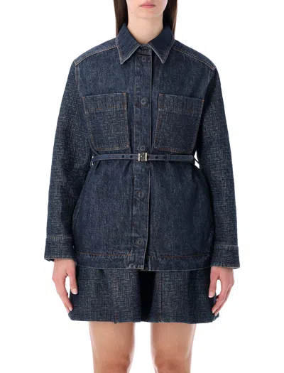 Fendi Go-to Denim Shirt Jacket With Quilted Ff Motif Clothing In Blue