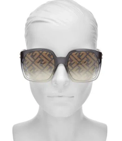 Pre-owned Fendi Oversized Monogram Sunglasses In Gray