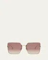 Fendi Oversized Rimless Square Metal & Nylon Sunglasses In Shiny Endura Gold Gradient