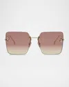 Fendi Oversized Rimless Square Metal & Nylon Sunglasses In Shiny Endura Gold Gradient