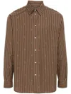 Fendi Cotton Poplin Pequin Shirt In Brown