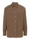 Fendi Cotton Poplin Pequin Shirt In Brown