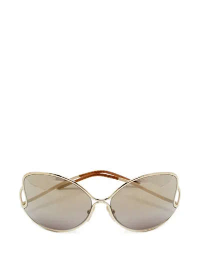 Pre-owned Fendi Oversized Sunglasses In Gold