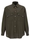Fendi Wool Shirt With Back Yoke And Chest Pockets In Gray