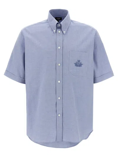 Fendi Oxford Cotton Button-down Shirt In Blue