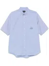 Fendi Blue Short-sleeve Button-down Shirt In Blue