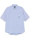 Fendi Blue Short-sleeve Button-down Shirt In Blau