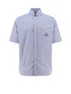 Fendi Embroidered-pocket Short-sleeve Shirt In Blue