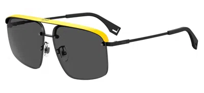 Pre-owned Fendi Pack Ff M0094/g/s Black Yellow/dark Grey (807/ir) Sunglasses In Gray