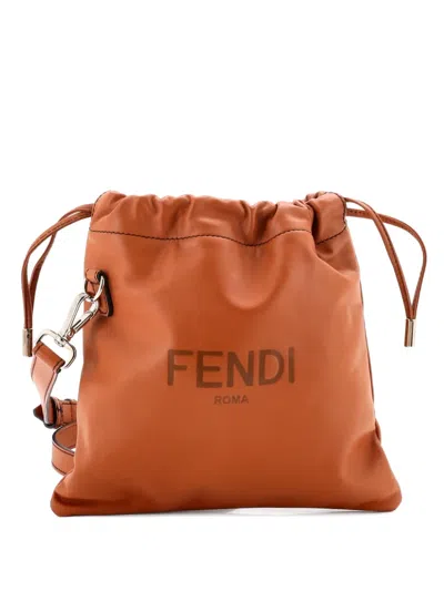 Pre-owned Fendi Pack Pouch Leather Mini Crossbody Bag In Brown