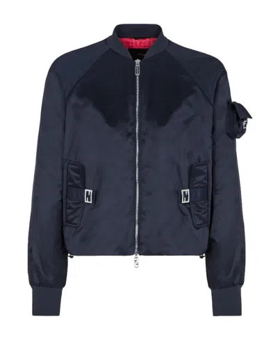 Fendi Padded Bomber Jacket In Black