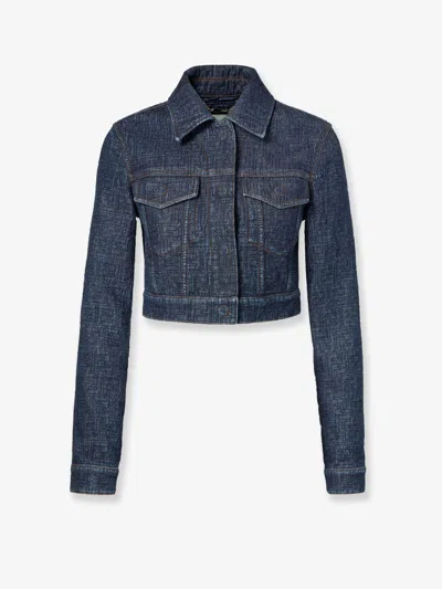 Fendi Women Padded Denim Jacket In Blue