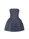 Fendi Strapless Denim Dress Structured Silhouette In Blue