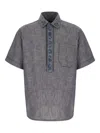 Fendi Cotton Shirt With Button-down Collar And Chest Pocket In Blue