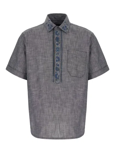 FENDI PAISLEY-EMBROIDERED SHORT-SLEEVED SHIRT