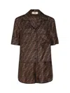 Fendi Brown All Over Printed Pajama Set In Brown