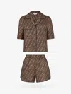 Fendi Ff Logo Print Pajama Set - Set Of 2 In Brown