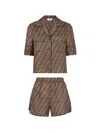 Fendi Ff Logo Print Pajama Set - Set Of 2 In Brown