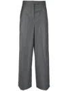 Fendi Wide Leg Wool Pants In Grey