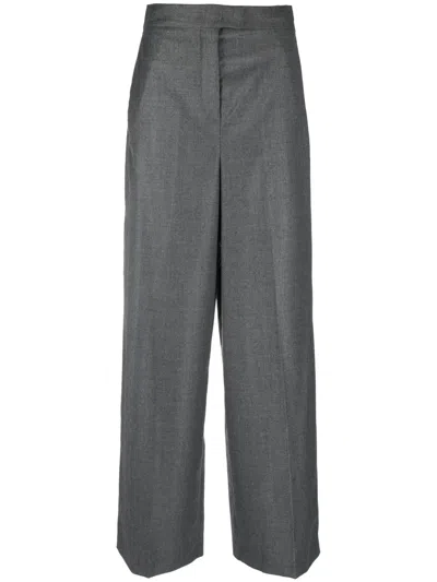 Fendi Wide Leg Wool Pants In Light Grey