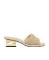 Fendi Pale Yellow Raffia Slides
