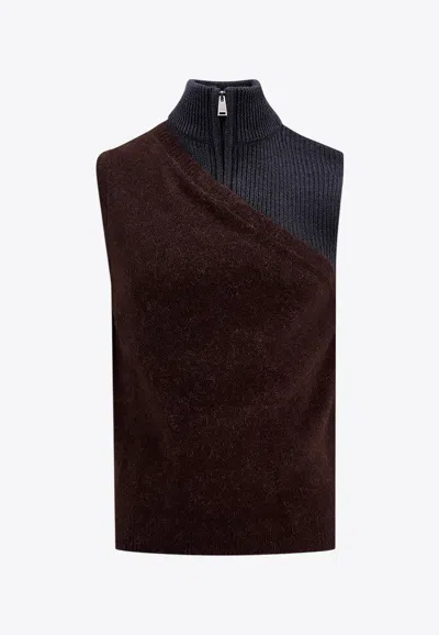 FENDI PANELED WOOL SLEEVELESS SWEATER VEST