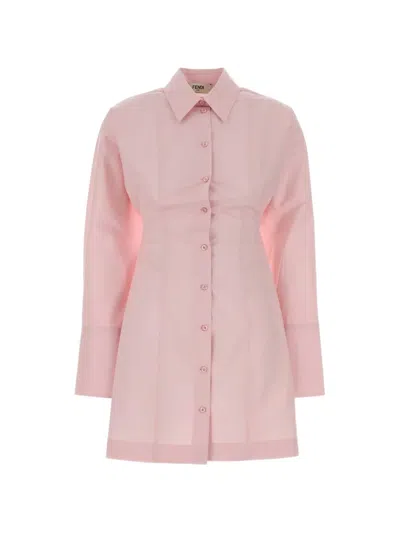 Fendi Panelled Poplin Shirt Dress In Pink