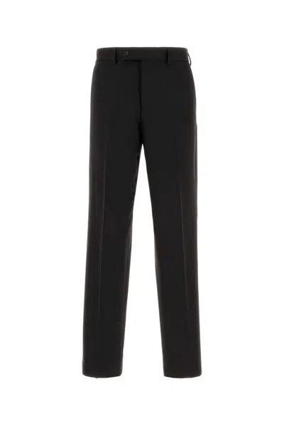 Fendi Wool-blend Twill Trousers In Black