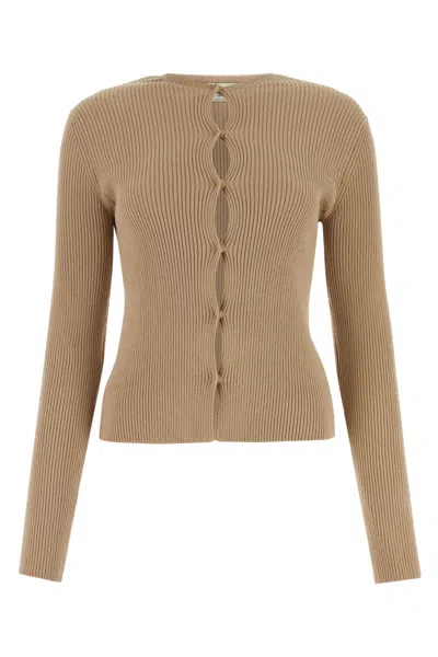 Fendi Biscuit Cotton Blend Cardigan In Brown