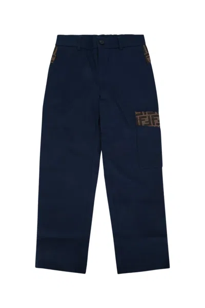 Fendi Kids' Pantalone Eavy Gabardine In Blue