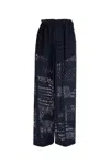 Fendi High Waist Wide Leg Trousers In Sheer Patterned Fabric In Blue