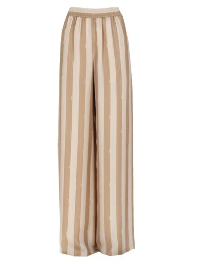 Fendi Pantalone In Seta Pequin In Neutral