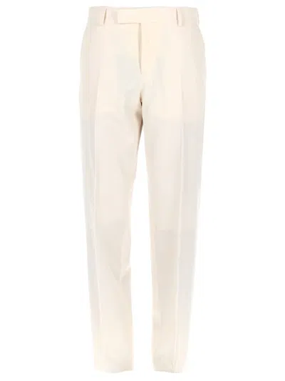 Fendi Pantalone In Tela Di Lana In Neutral