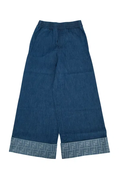 Fendi Kids' Pantalone Light Denim In Blue