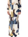 Fendi Patchwork Print Silk Flowing Pyjama Trousers Clothing In Multi