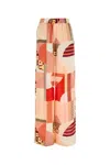 Fendi Patchwork Print Silk Trousers Multicolor In Multi