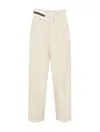 Fendi Wide Leg Gabardine Trousers With Cropped Length In Shell