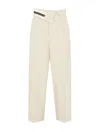 Fendi Foldover Waist Gabardine Trousers In Shell
