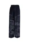Fendi High Waist Wide Leg Trousers In Sheer Patterned Fabric In Blue