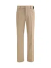 Fendi Cotton Trousers With Hip And Back Pockets In Brown