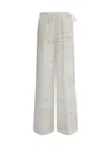 Fendi Sheer Silk Patchwork Trousers In White
