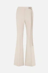 Fendi High-waisted Wool Flared Trousers In Beige