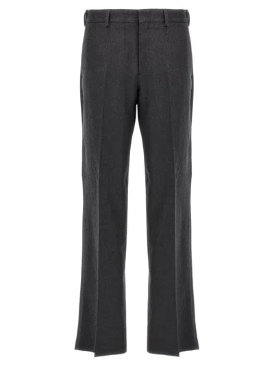 Fendi Dark Grey Lannel Trousers In Gray
